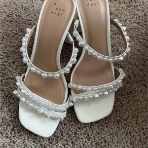 A New Day Cream Pearl-Studded Sandals